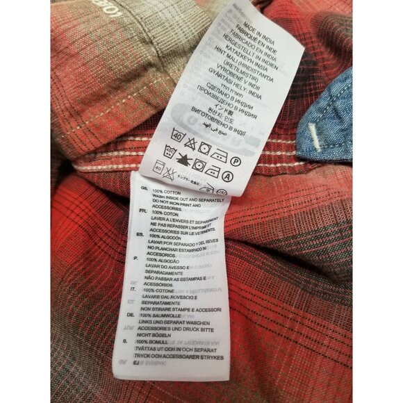 G-Star Raw Denim Womens Split Neck Button Down Plaid Shirt XS Roll-Tab Sleeve - Picture 4 of 9